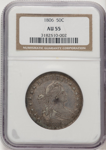 1806 50C Pointed 6 Stem Early Half Dollar NGC AU55. Third Image