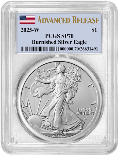 eagle 870 様 様専 STANDARD CALIFORNIA グリーン 2025-W Burnished Silver Eagle Advanced Release PCGS SP70