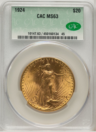 1924 $20 Saint Saint-Gaudens Double Eagle CACG MS63 (776765003). Third Image