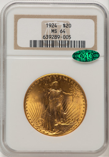 1924 $20 Saint CAC Saint-Gaudens Double Eagle NGC MS64 (778032034). Third Image