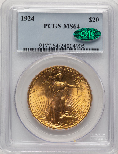 1924 $20 Saint CAC Saint-Gaudens Double Eagle PCGS MS64 (778032035). Third Image