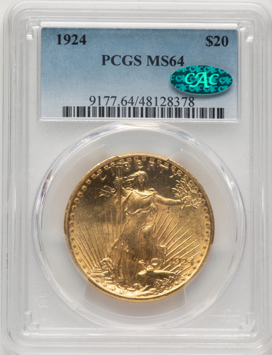 1924 $20 Saint CAC Saint-Gaudens Double Eagle PCGS MS64 (778032044). Third Image