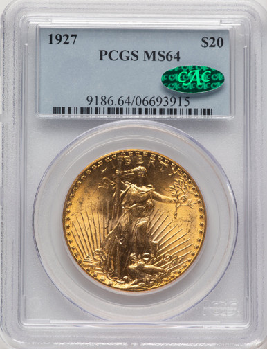 1927 $20 CAC Saint-Gaudens Double Eagle PCGS MS64 (778032049). Third Image