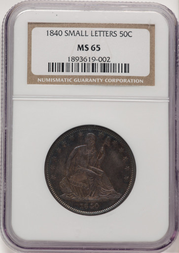 1840 50C Reverse of 1839 Seated Half Dollar NGC MS65. Third Image