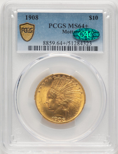 1908 $10 MOTTO CAC Indian Eagle PCGS MS64+. Third Image