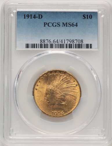 1914-D $10 Indian Eagle PCGS MS64. Third Image