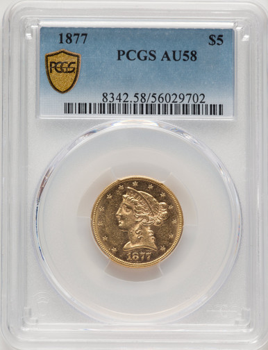 1877 $5 Liberty Half Eagle PCGS AU58. Third Image
