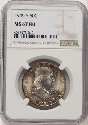 1949-S 50C FL Franklin Half Dollar NGC MS67 (778049023). Third Image