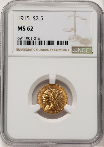 1915 $2.50 Indian Quarter Eagle NGC MS62 (778449017). Third Image