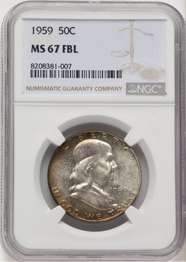 1959 50C FL Franklin Half Dollar NGC MS67 (776011010). Third Image
