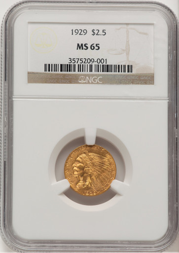1929 $2.50 Indian Quarter Eagle NGC MS65 (507455003). Third Image