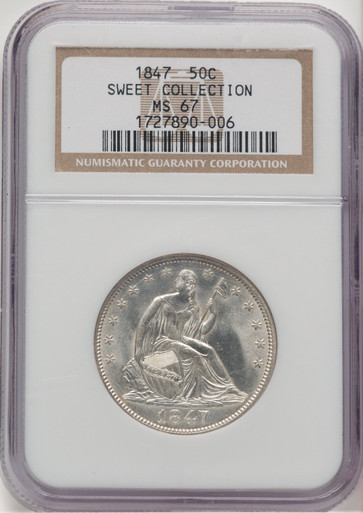 1847 50C Seated Half Dollar NGC MS67. Third Image