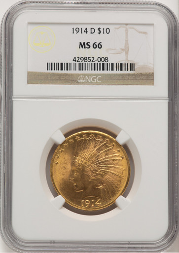 1914-D $10 Indian Eagle NGC MS66 (778256017). Third Image