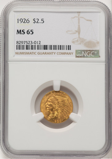 1926 $2.50 Indian Quarter Eagle NGC MS65 (778185021). Third Image
