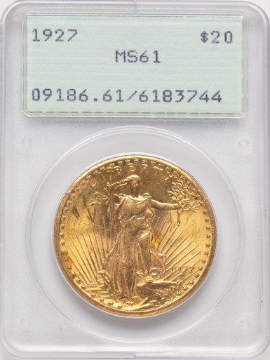 1927 $20 Saint-Gaudens Double Eagle PCGS MS61. Third Image