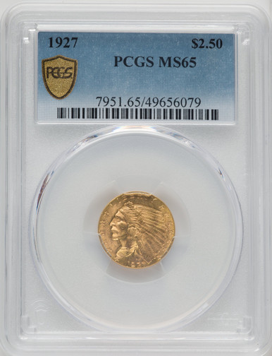 1927 $2.50 Indian Quarter Eagle PCGS MS65 (771843013). Third Image