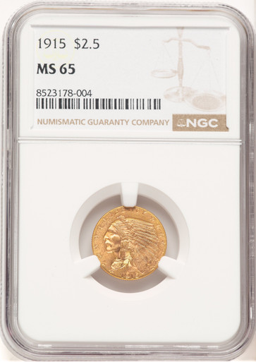 1915 $2.50 Indian Quarter Eagle NGC MS65 (776661009). Third Image