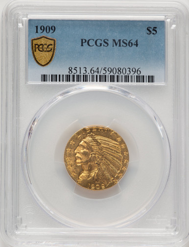 1909 $5 Indian Half Eagle PCGS MS64 (521326007). Third Image