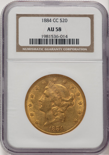1884-CC $20 Liberty Double Eagle NGC AU58. Third Image