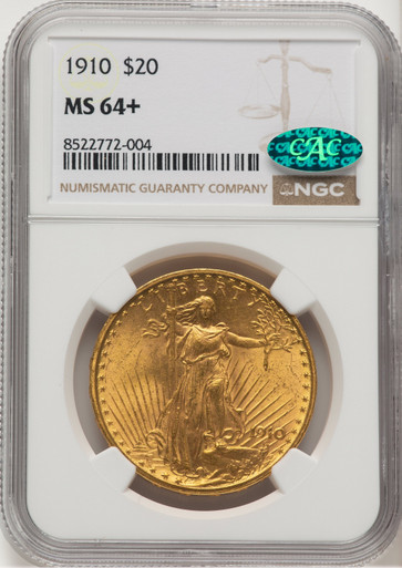 1910 $20 CAC Saint-Gaudens Double Eagle NGC MS64+. Third Image
