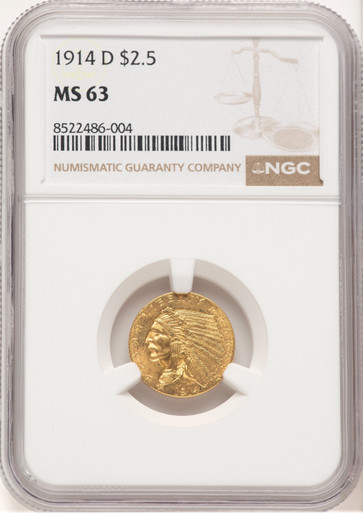1914-D $2.50 Indian Quarter Eagle NGC MS63 (774313002). Third Image