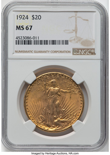 1924 $20 Saint Saint-Gaudens Double Eagle NGC MS67 (776141083). Third Image