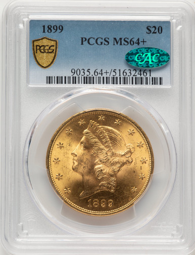 1899 $20 CAC Liberty Double Eagle PCGS MS64+. Third Image
