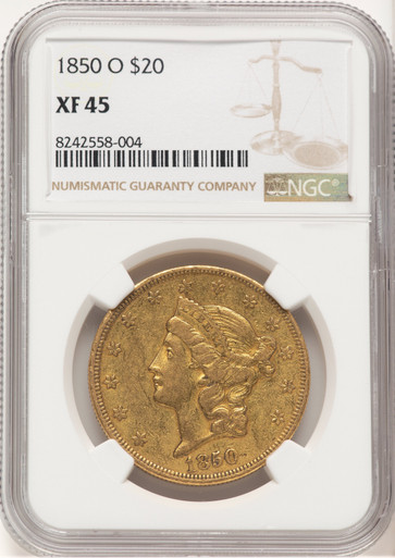 1850-O $20 Liberty Double Eagle NGC XF45. Third Image