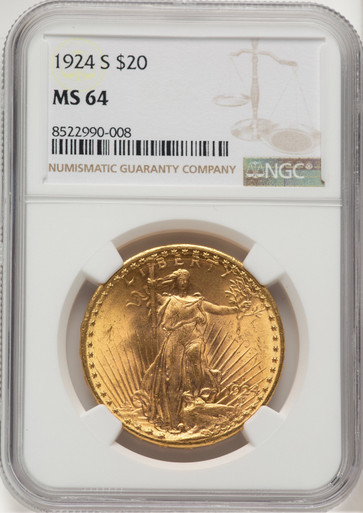 1924-S $20 Saint-Gaudens Double Eagle NGC MS64 (776350012). Third Image