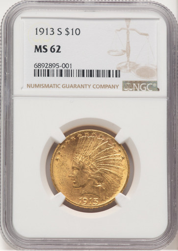 1913-S $10 Indian Eagle NGC MS62 (777159013). Third Image