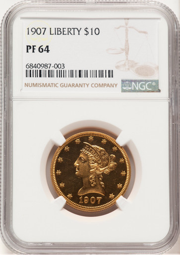 1907 $10 Liberty Proof Liberty Eagle NGC PR64. Third Image