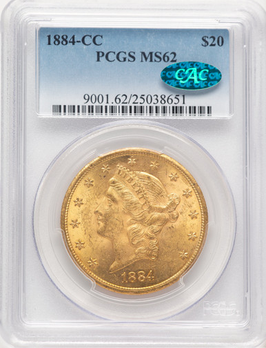 1884-CC $20 CAC Liberty Double Eagle PCGS MS62. Third Image