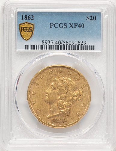1862 $20 Liberty Double Eagle PCGS XF40. Third Image
