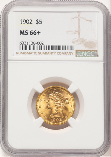 1902 $5 Liberty Half Eagle NGC MS66+. Third Image