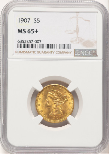 1907 $5 Liberty Half Eagle NGC MS65+ (778548003). Third Image
