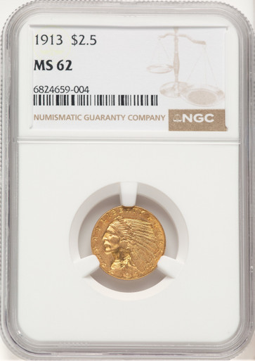 1913 $2.50 Indian Quarter Eagle NGC MS62 (778990010). Third Image