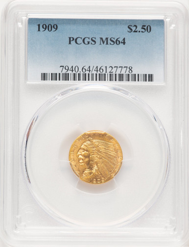 1909 $2.50 Blue Gradient Indian Quarter Eagle PCGS MS64. Third Image