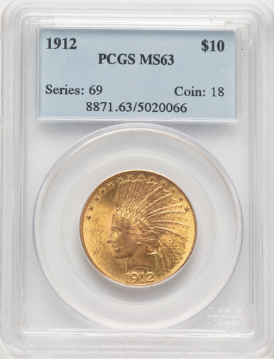 1912 $10 Indian Eagle PCGS MS63 (779130001). Third Image