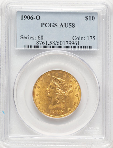 1906-O $10 Liberty Eagle PCGS AU58. Fourth image.