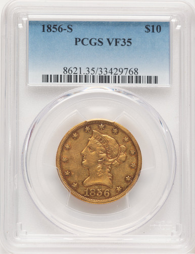 1856-S $10 Blue Gradient Liberty Eagle PCGS VF35. Third Image