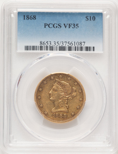 1868 $10 Blue Gradient Liberty Eagle PCGS VF35. Third Image