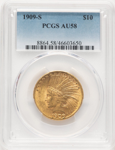 1909-S $10 Indian Eagle PCGS AU58 (779313003). Third Image