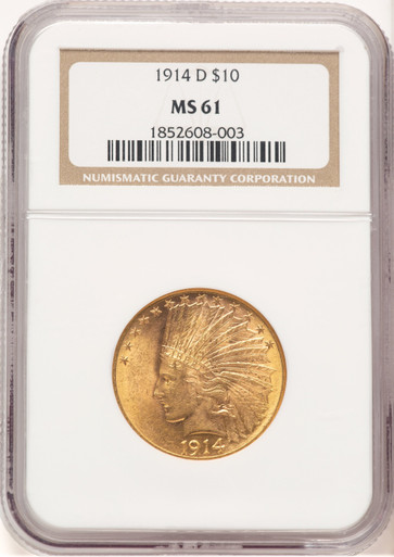 1914-D $10 Indian Eagle NGC MS61. Third Image