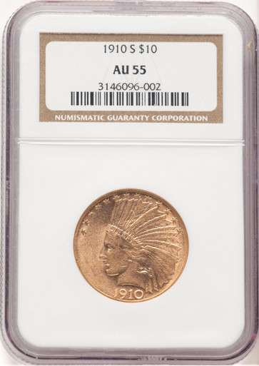 1910-S $10 Indian Eagle NGC AU55 (506475035). Third Image