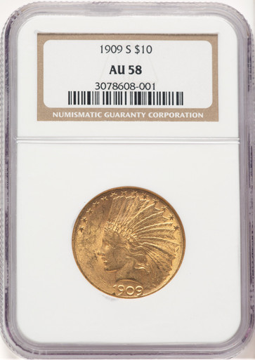 1909-S $10 Indian Eagle NGC AU58 (506475036). Third Image