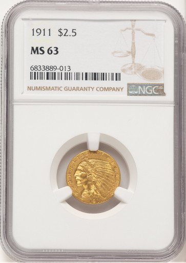 1911 $2.50 Indian Quarter Eagle NGC MS63 (779070035). Third Image