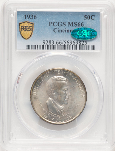 1936 50C Cincinnati CAC Commemorative Silver PCGS MS66. Third Image