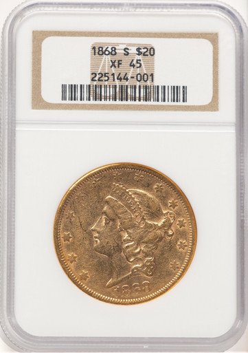 1868-S $20 Liberty Double Eagle NGC XF45. Third Image