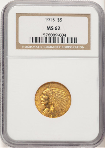 1915 $5 Indian Half Eagle NGC MS62 (779143034). Third Image