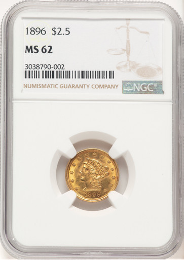 1896 $2.50 Liberty Quarter Eagle NGC MS62 (521126028). Fourth image.